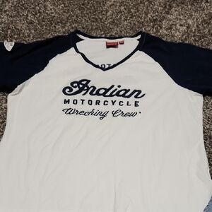 Indian Motorcycle Women's Short Sleeve Tee - Navy and White